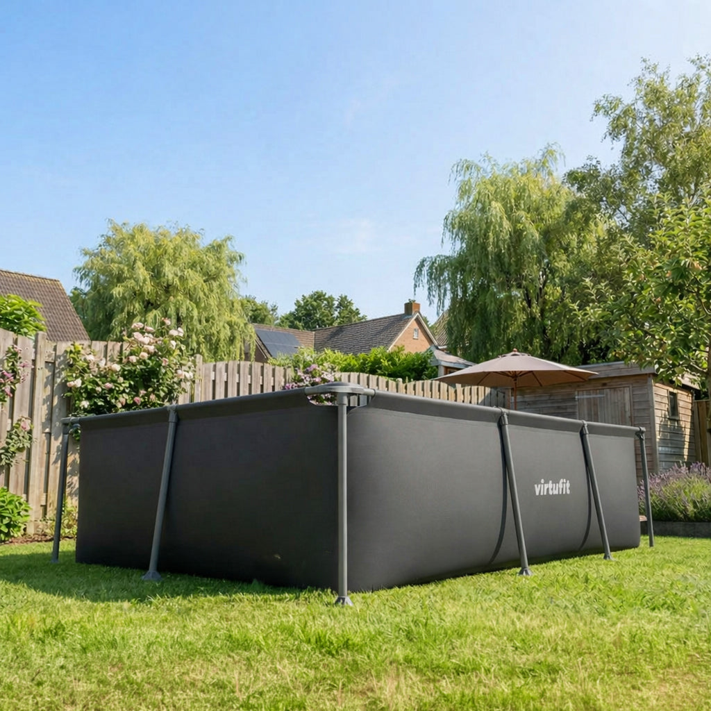 VirtuFit Rechthoekig Zwembad - 260 x 180 x 66 cm - Antraciet - Inclusief Filterpomp - Afbeelding 6