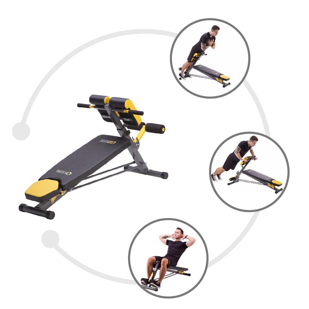 HMS Premium Verstelbare Hyperextension/Trainingsbank - Zwart/Geel - Afbeelding 5