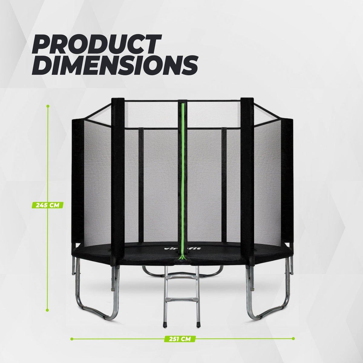 VirtuFit Trampoline met Veiligheidsnet - Zwart - 251 cm - Afbeelding 8