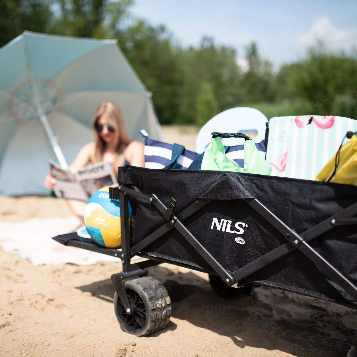 NILS Camp Opvouwbare Bolderkar - Zwart - 160L - Afbeelding 11