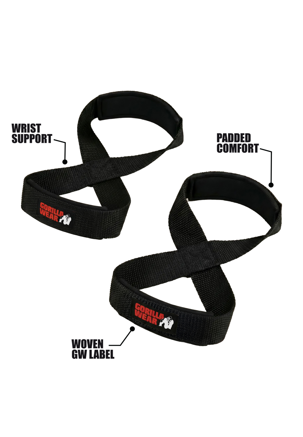 Gorilla Wear Figure 8 Lifting Straps - Zwart - Afbeelding 5