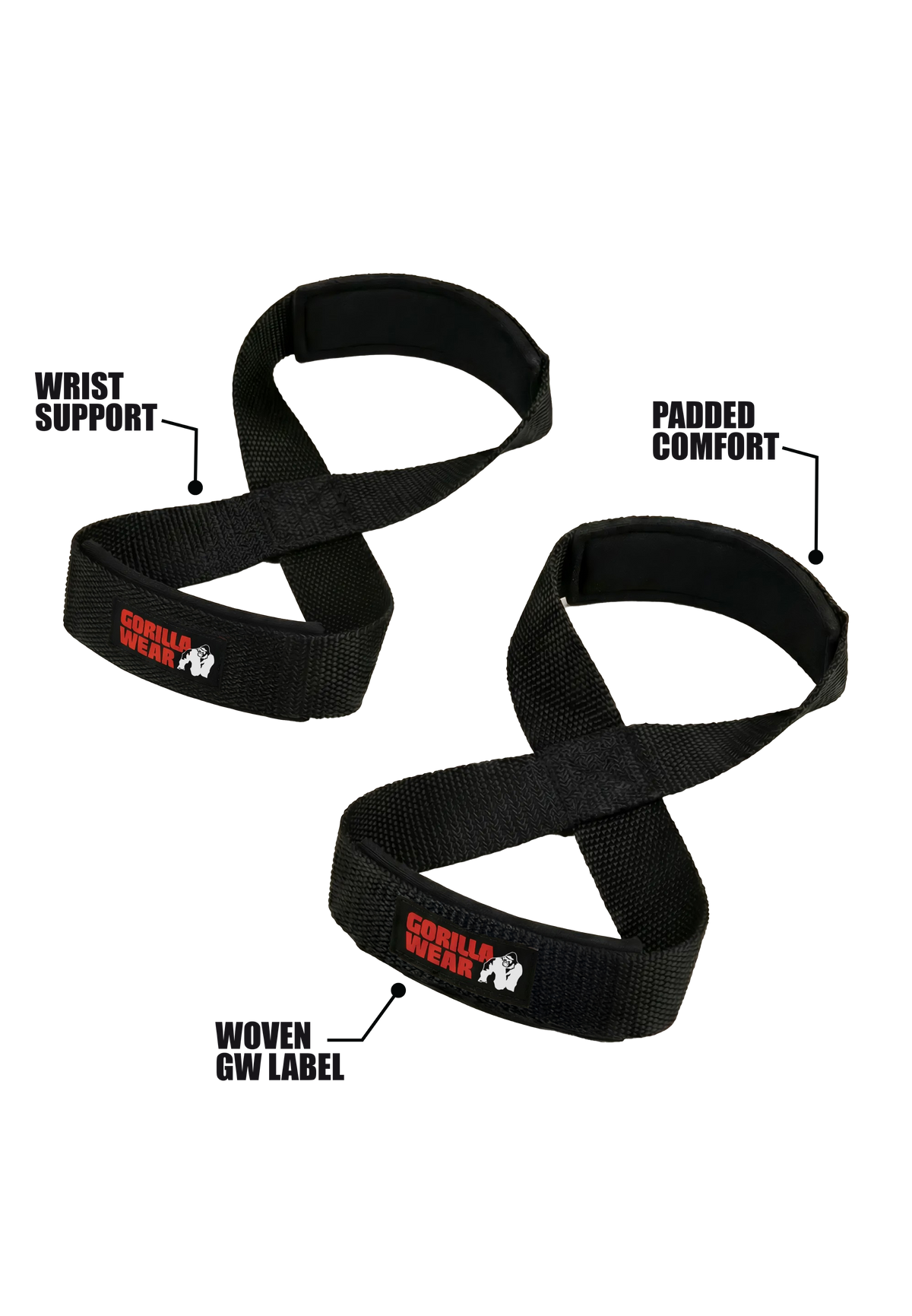Gorilla Wear Figure 8 Lifting Straps - Zwart - Afbeelding 5