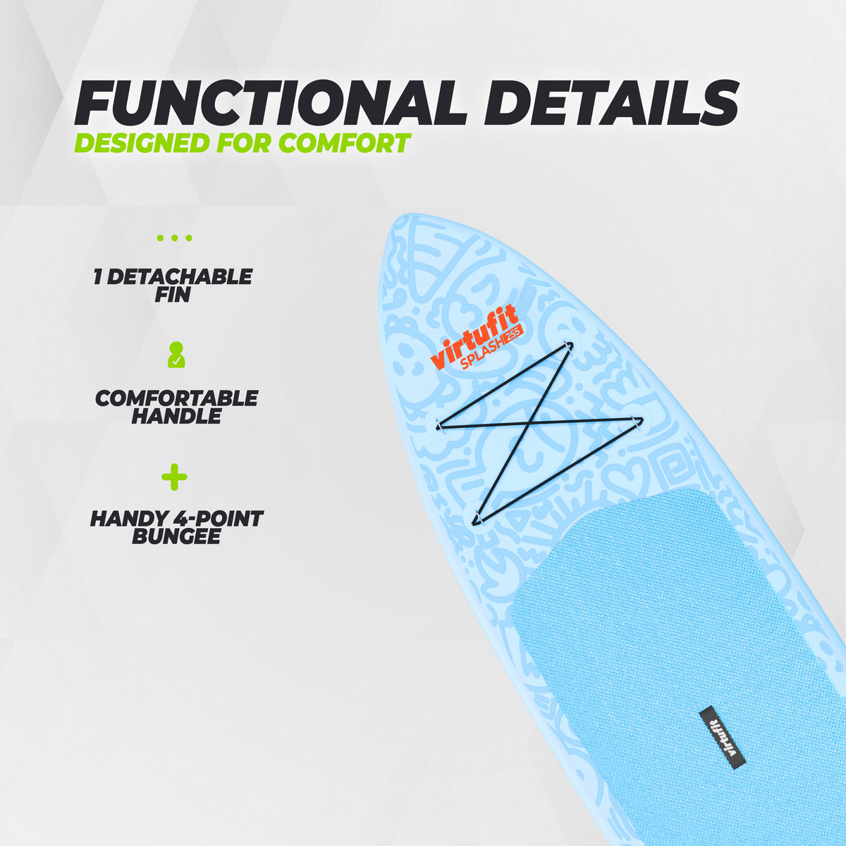 VirtuFit Supboard Splash 255 - Doodle Blue - Met accessoires en draagtas - Tweedekans