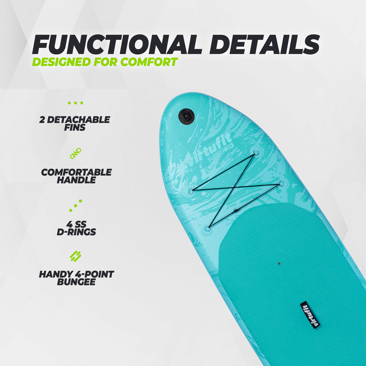 Virtufit Supboard Surfer 305 - Zwart - Inclusief Windzeil en accessoires - Tweedekans