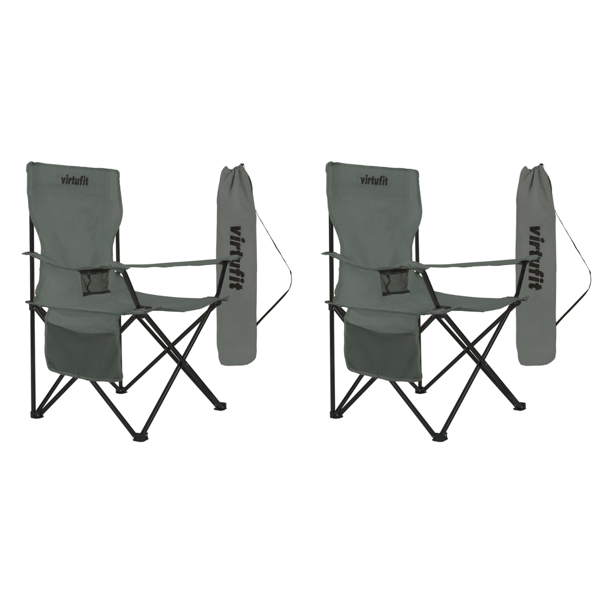 VirtuFit Opvouwbare Camping Stoel - Grijs - Set van 2 - Hoofdafbeelding