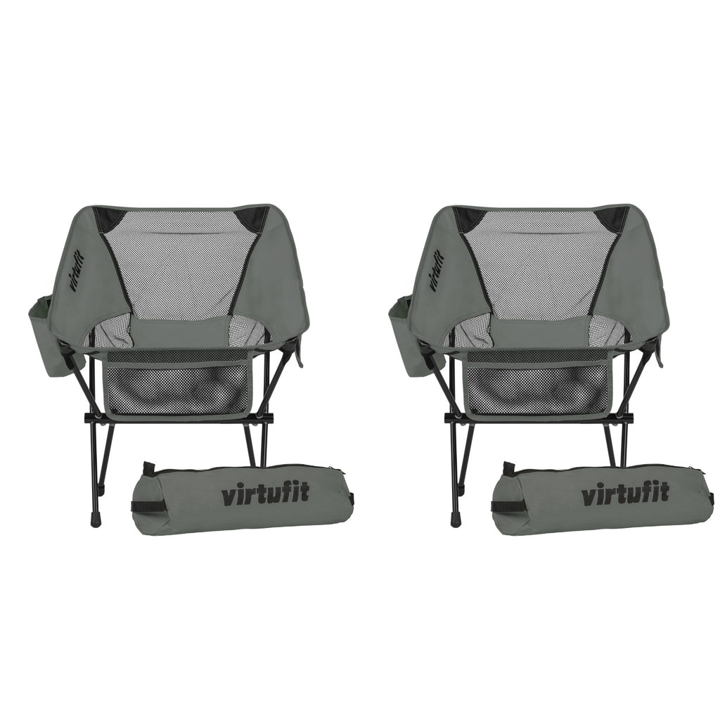 VirtuFit Camping Stoel Compact - Opvouwbaar - Grijs - Set van 2 - Hoofdafbeelding