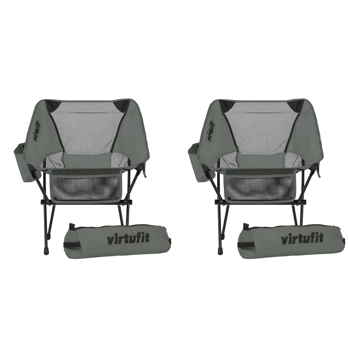 VirtuFit Camping Stoel Compact - Opvouwbaar - Grijs - Set van 2 - Hoofdafbeelding