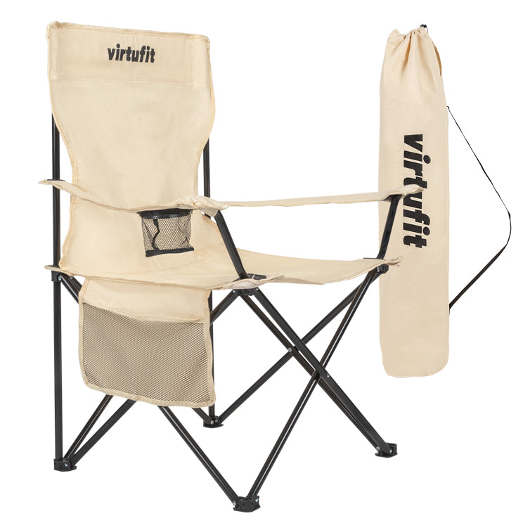 VirtuFit Opvouwbare Camping Stoel - Strandstoel - Beige - Tweedekans